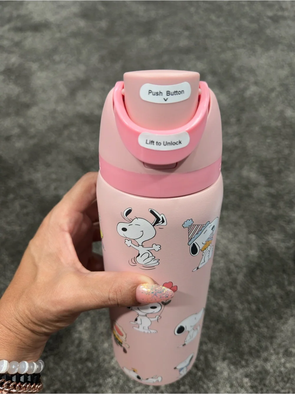 Owala Pink Snoopy Stainless Bottle - LOVE Peanuts Design